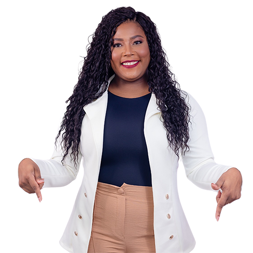 Mulher apontando para os depoimentos